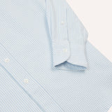 Drake's Light Blue Ticking Stripe Cotton Oxford Cloth Button-Down Shirt