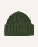 Drake's Green Lambswool Ribbed Knit Cap