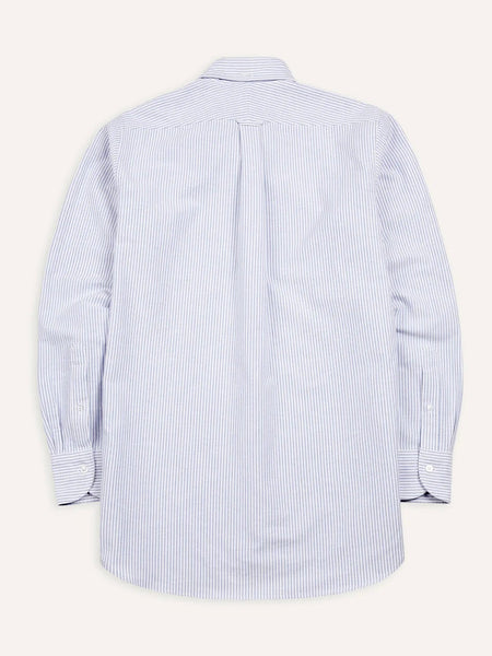 Drake's Blue Ticking Stripe Cotton Oxford Cloth Button-Down Shirt