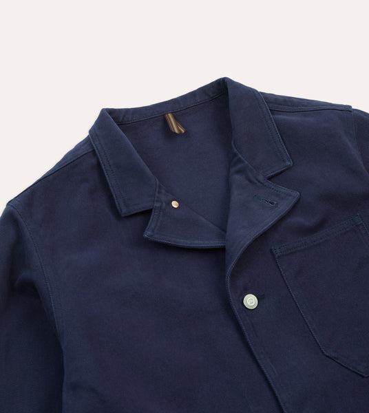 Drake's Navy Cotton Canvas Evolved Chore Jacket