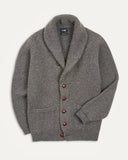 Drake's Grey Lambswool 6-Ply Shawl Collar Cardigan