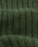 Drake's Green Lambswool Ribbed Knit Cap