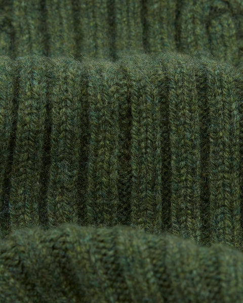 Drake's Green Lambswool Ribbed Knit Cap