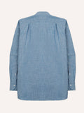 Drake's Chambray Cotton Mandarin Collar Shirt