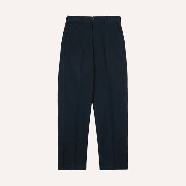 Drake's Navy Heavy Cotton Flat Front Chino