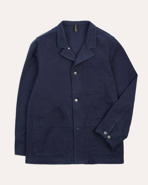 Drake's Navy Cotton Canvas Evolved Chore Jacket