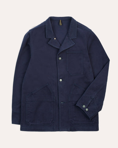 Drake's Navy Cotton Canvas Evolved Chore Jacket
