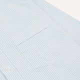 Drake's Light Blue Ticking Stripe Cotton Oxford Cloth Button-Down Shirt