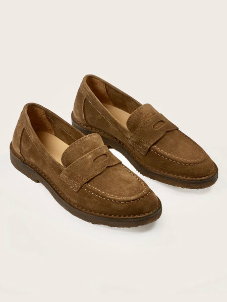 Drake's Tobacco Suede Canal Penny Loafer
