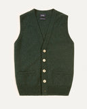 Drake's Green Lambswool Sleeveless Cardigan