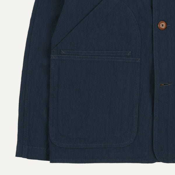 Drake's Navy Cotton-Linen Raglan Work Coat