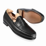 (Pre-Order) Carmina Shoemaker Penny Loafer in Black Funchal Calf