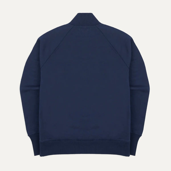 Drake's Navy Cotton Quarter Zip Sweatshirt