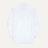 Drake's White Cotton Spread Collar Poplin Shirt
