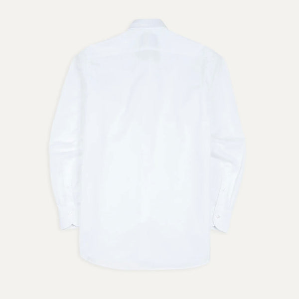 Drake's White Cotton Spread Collar Poplin Shirt