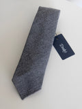 Drake's Grey Small Herringbone Wool Tie