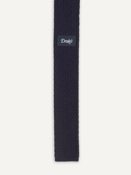 Drake's Navy Knitted Cashmere Tie