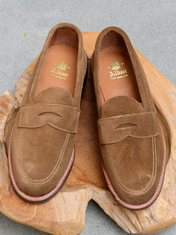 Alden Unlined Penny Loafer in Snuff Suede (Leather Sole)