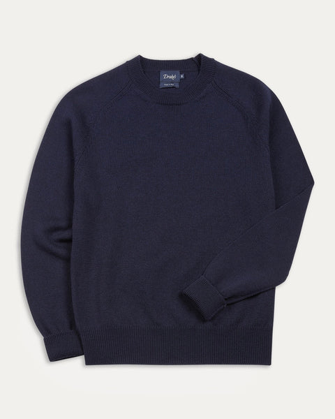 Drake's Navy Merino Crew Neck Jumper