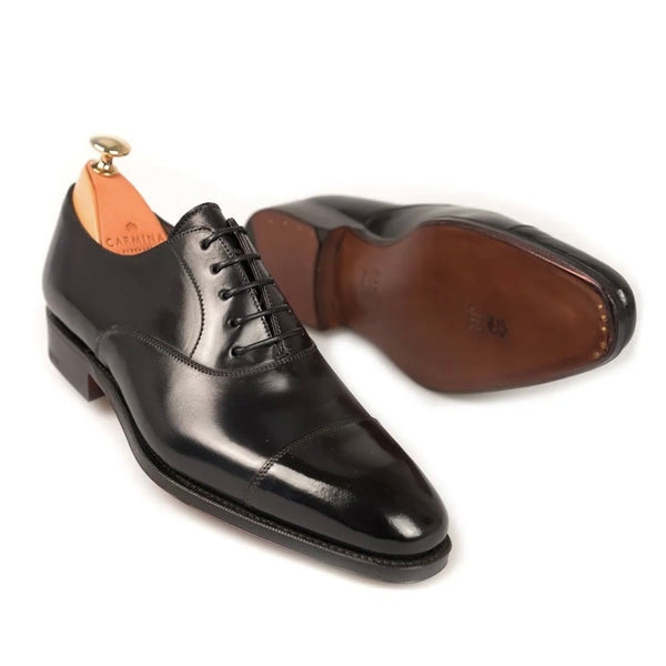 Carmina Shoemaker Captoe Oxford in Black Shell Cordovan