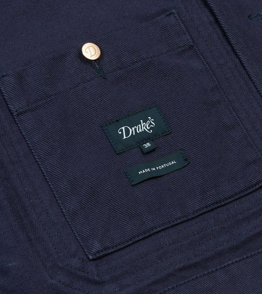 Drake's Navy Cotton Canvas Evolved Chore Jacket