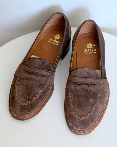 Alden Full Strap Penny Loafer in Humus Suede