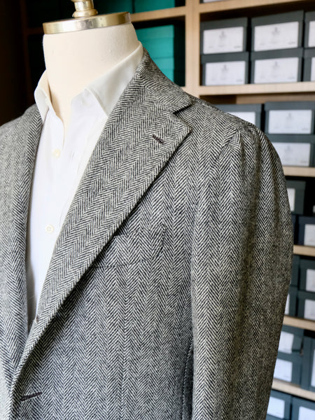 Orazio Luciano Jacket in Grey Large Herringbone (Fox Brothers)