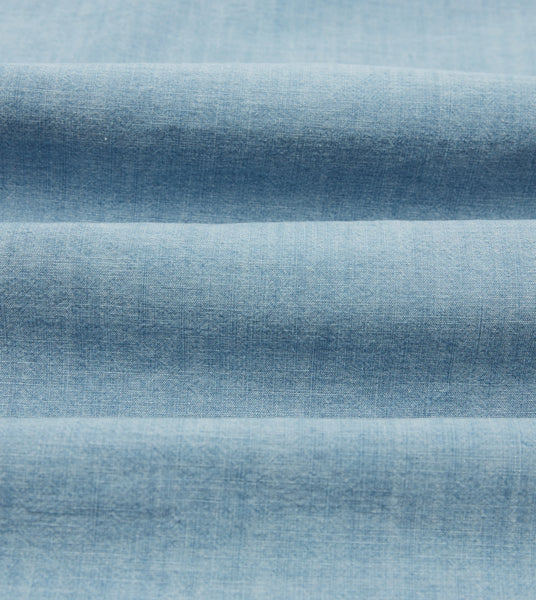 Drake's Blue Cotton Chambray Two-Pocket Work Shirt