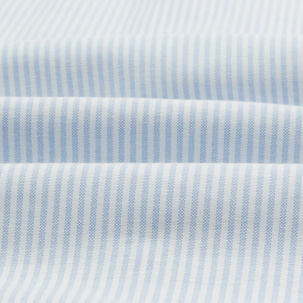 Drake's Light Blue Ticking Stripe Cotton Oxford Cloth Button-Down Shirt