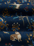 Drake's Navy Unicorn Print Wool-Silk Scarf