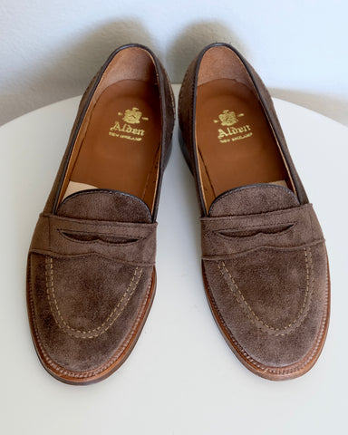 Alden Full Strap Penny Loafer in Humus Suede