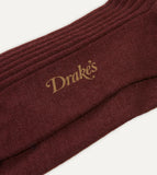 Drake's Burgundy Wool Over The Calf Socks