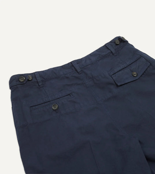 Drake's Navy Cotton Canvas Games Trousers