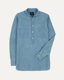 Drake's Stone Wash Cotton Chambray Button-Down Collar Popover Shirt