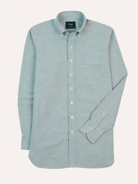 Drake's Green Cotton Oxford Cloth Button-Down Shirt