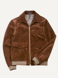 Drake's Tobacco Heavyweight Suede A-2 Bomber Jacket