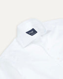 Drake's White Cotton Spread Collar Poplin Shirt