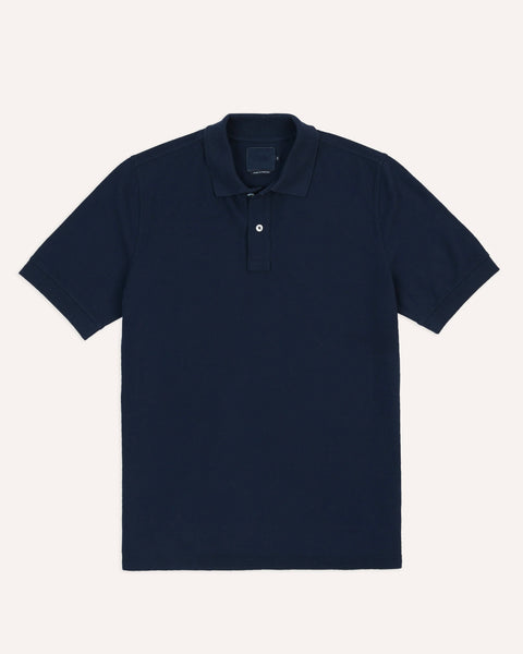 Drake's Dark Navy Piqué Cotton Polo Shirt