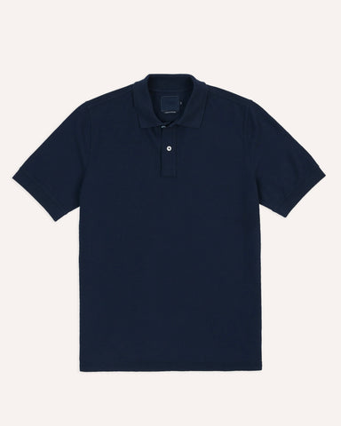 Drake's Dark Navy Piqué Cotton Polo Shirt