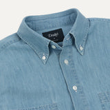 Drake's Stone Wash Cotton Chambray Button-Down Collar Popover Shirt