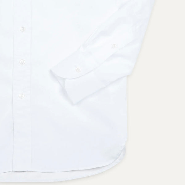 Drake's White Cotton Spread Collar Poplin Shirt