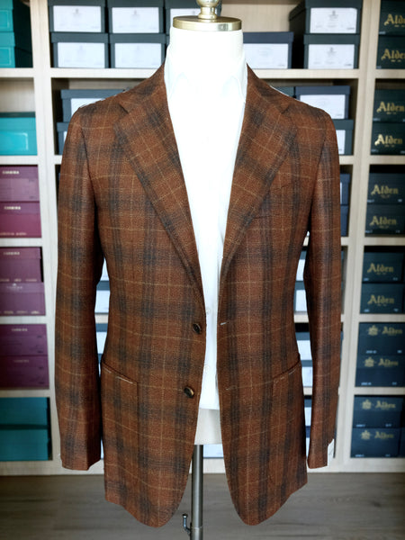 Orazio Luciano Jacket in Rust & Navy Plaid (Loro Piana)