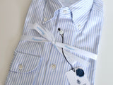 Vanacore Napoli Light Blue Stripe Oxford Button Down Shirt