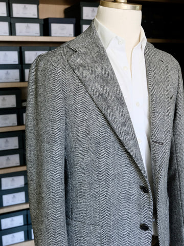 Orazio Luciano Jacket in Grey Large Herringbone (Fox Brothers)