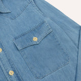 Drake's Bleach Wash Denim Two-Pocket Western Shirt