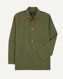 Drake's Green Vintage Cotton Spread Collar Popover Shirt