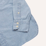 Drake's Blue Cotton Chambray Two-Pocket Work Shirt