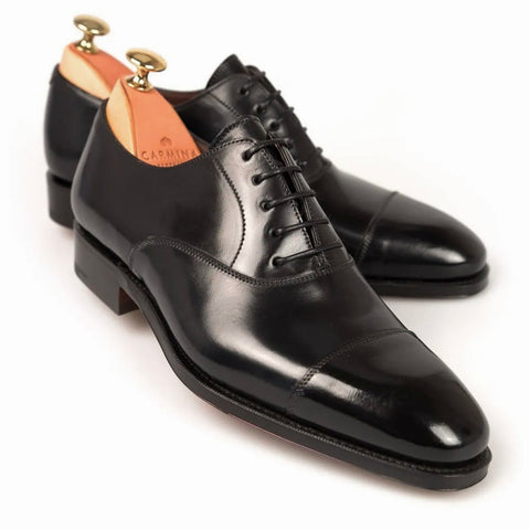 Carmina Shoemaker Captoe Oxford in Black Shell Cordovan
