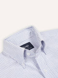 Drake's Blue Ticking Stripe Cotton Oxford Cloth Button-Down Shirt