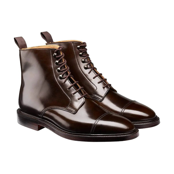 Crockett & Jones Harlech Captoe Boots in Dark Brown Cordovan